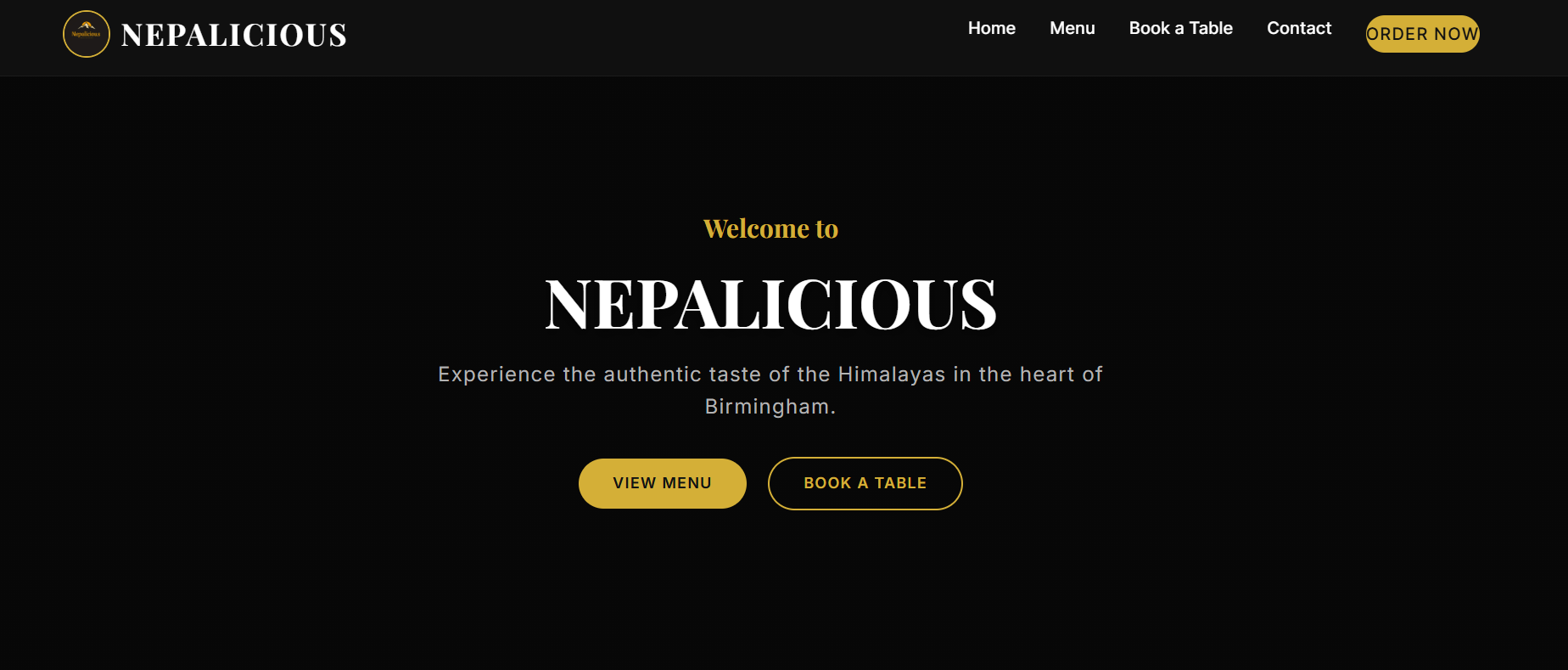 Nepalicious restaurant website screenshot